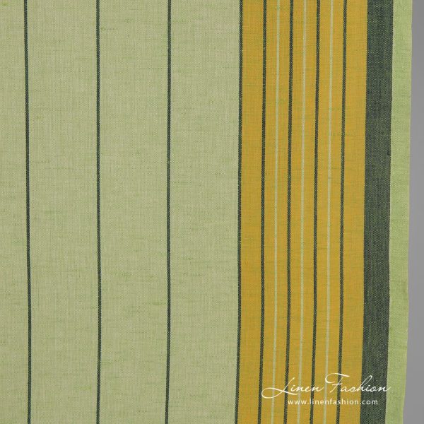 Greenish linen fabric in stripes