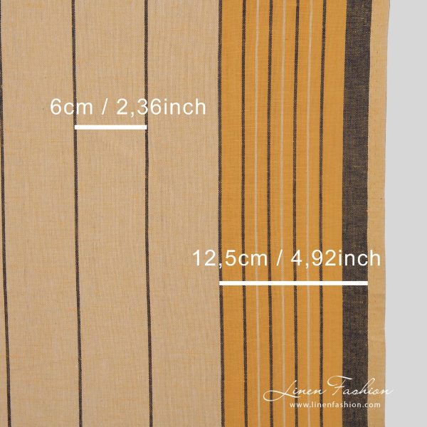 Yellow linen cotton fabric with stripes