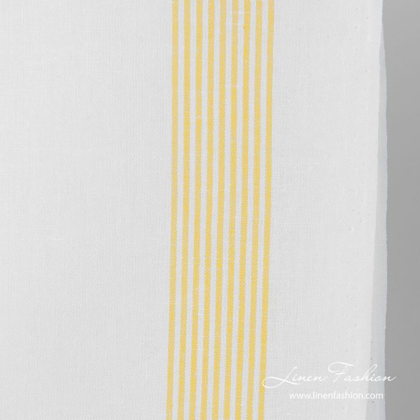 White linen cotton narrow striped fabric