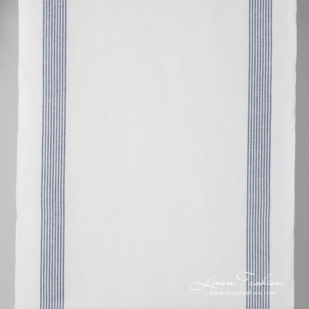 Bright white narrow linen cotton fabric.