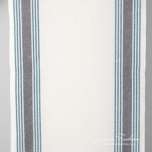 Off white linen cotton fabric with stripes.