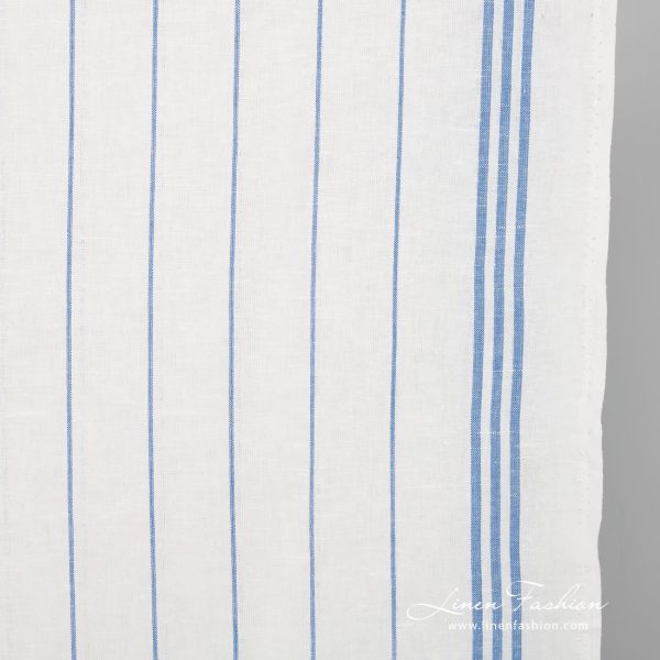 Linen cotton white fabric with stripes