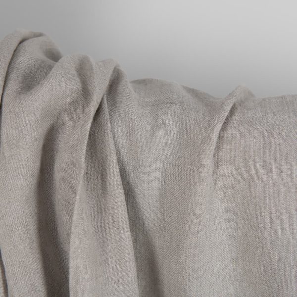Washed linen fabric in natural grey texture