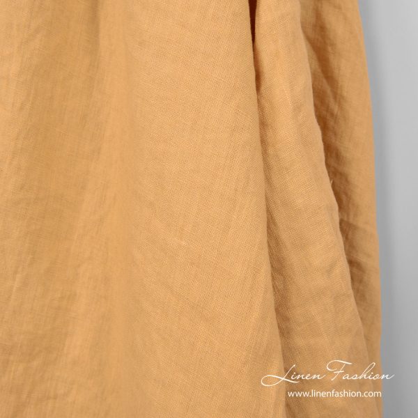 Washed peach yellow linen fabric