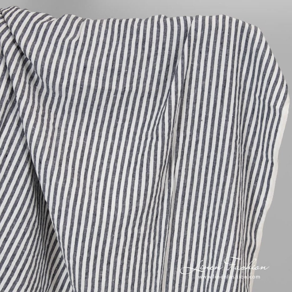 Linen fabric in navy stripes.