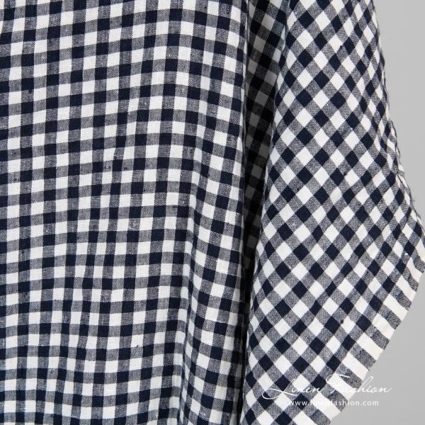 Washed fabric in navy gingham checks.