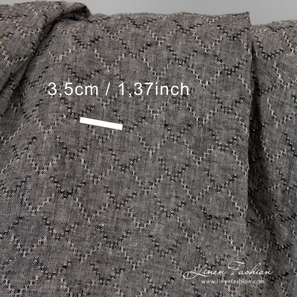 Black linen fabric with diamonds.