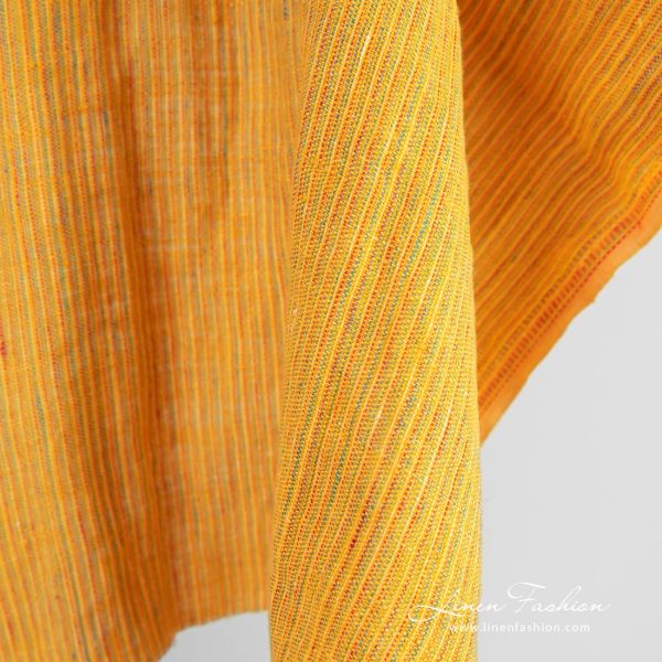 Yellow linen fabric in stripes