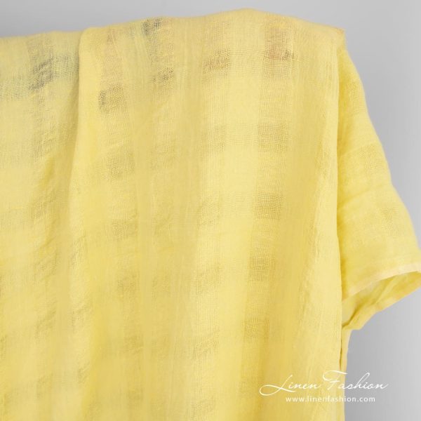 Yellow linen fabric, perfect for curtains, tablecloths, scarves and shawls