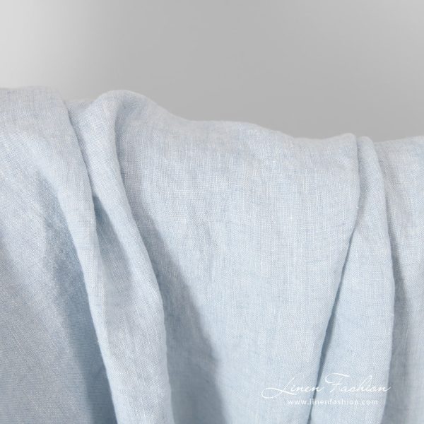 washed blue linen, width 145cm.