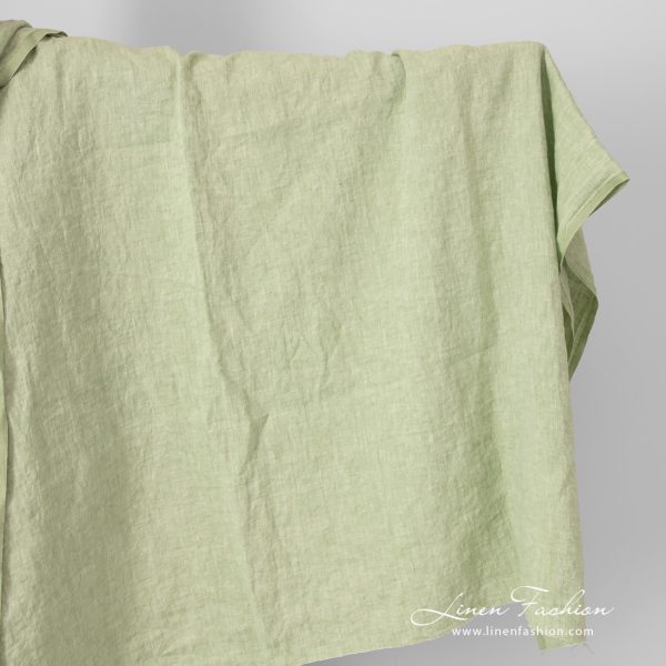 light green linen fabric, washed.