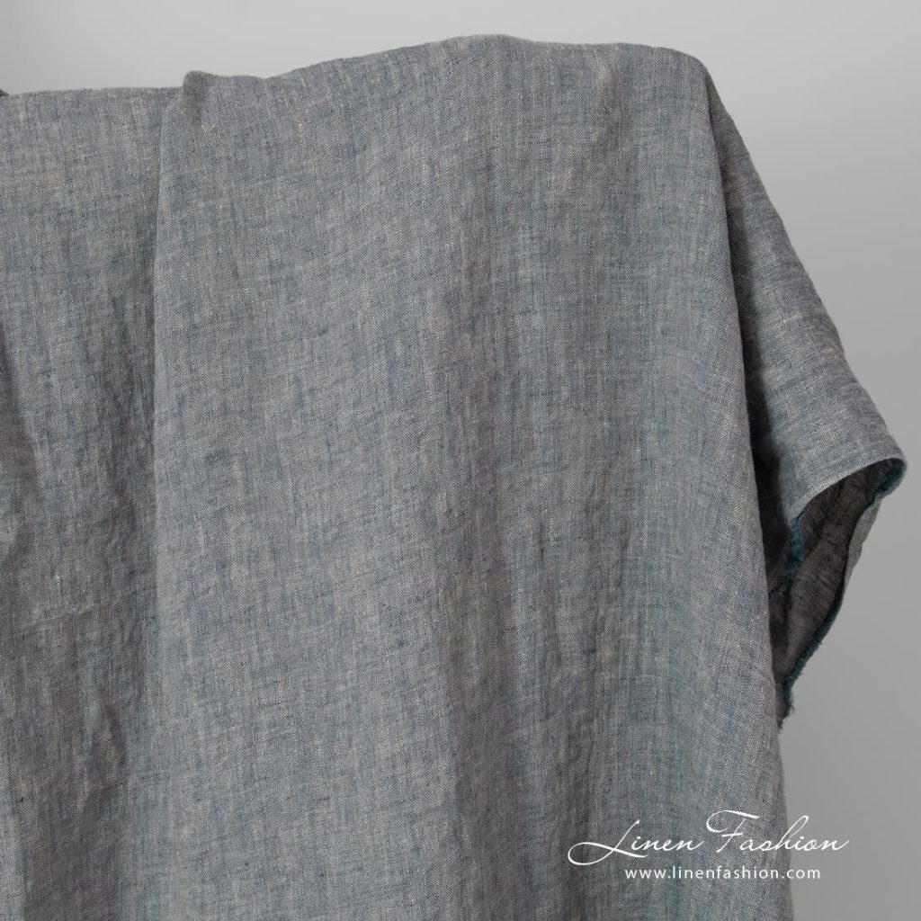 linen sand blue fabric.
