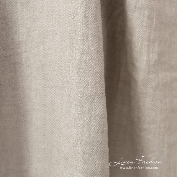 herringbone beige linen, width 145cm.