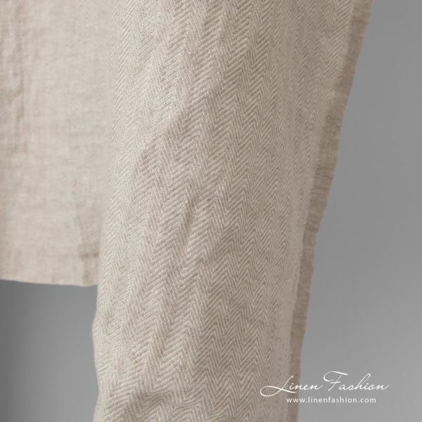 herringbone beige linen, melange.