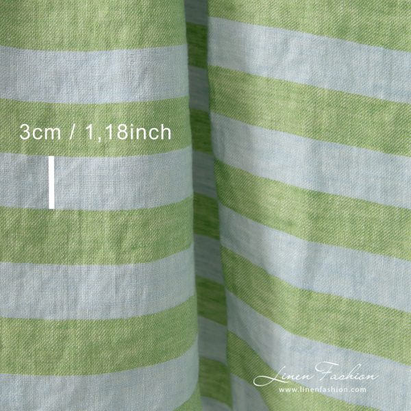blue green striped linen 3cm. width.