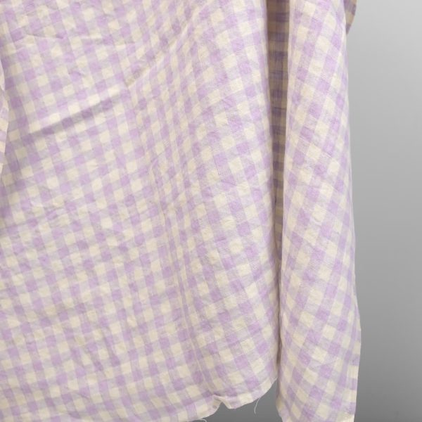 linen lilac washed fabric in checks, 145cm.