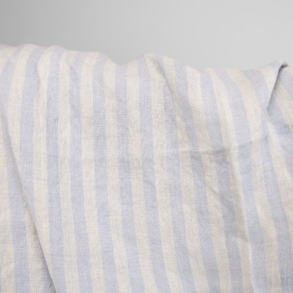 linen washed fabric blue stripes, width 145cm.