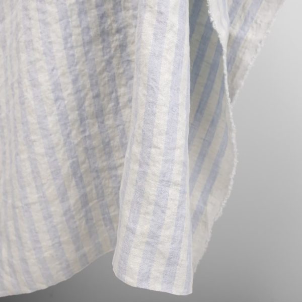 linen washed fabric blue stripes, vanilla shade