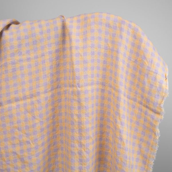 linen fabric lilac and yellow checks 145cm.