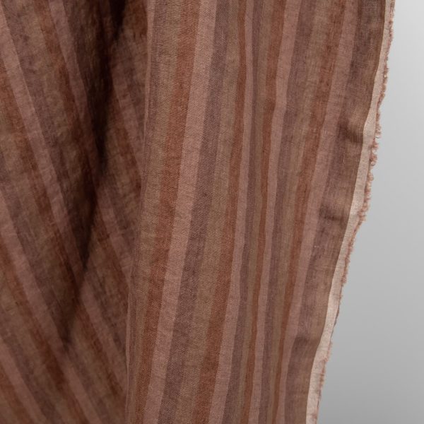 linen brown stripes fabric, multi stripes vertical