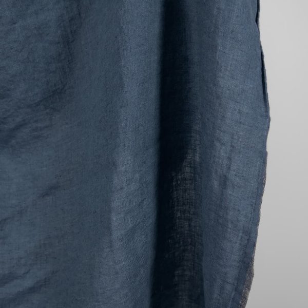 Linen washed fabric dark blue color soft and supple fit for sewing