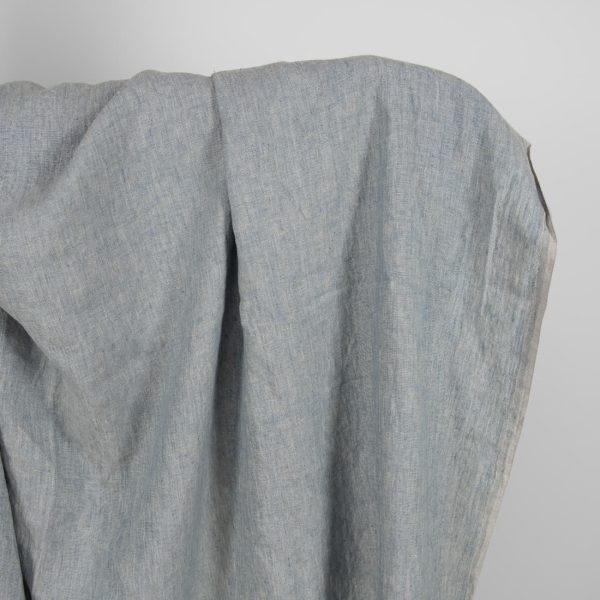 Linen washed fabric grayish blue color for sewing clothes and home textiles