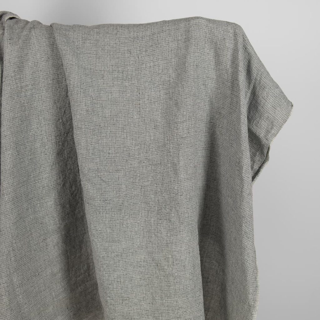 Linen fabric washed dark grey colour