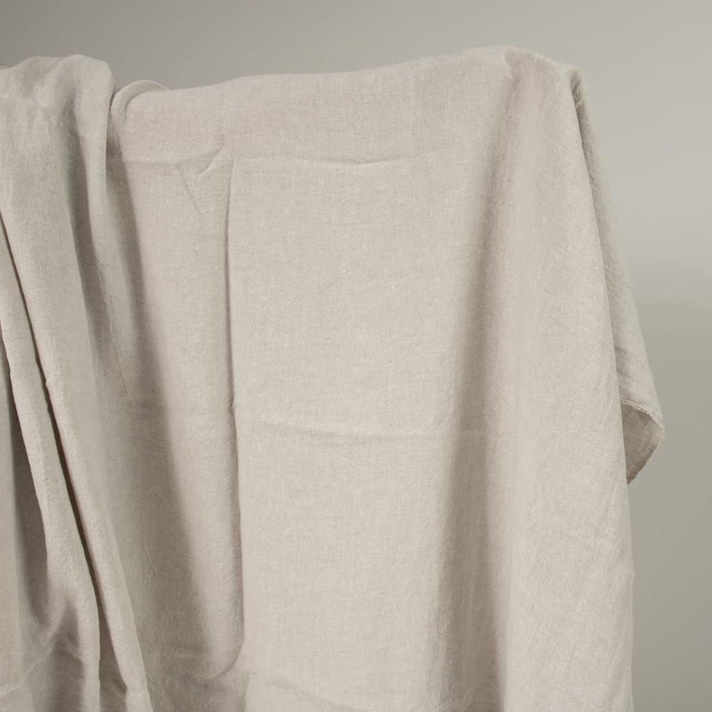 wide linen washed beige fabric