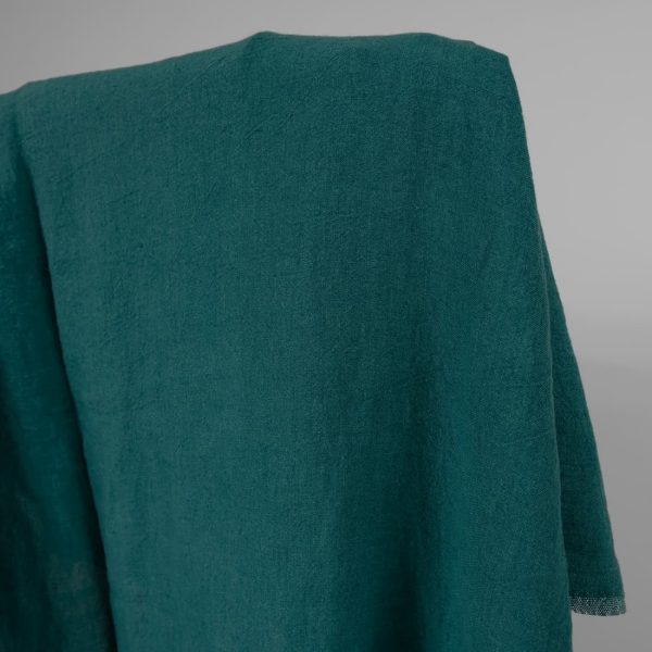 wide washed turquoise linen fabric, 285cm