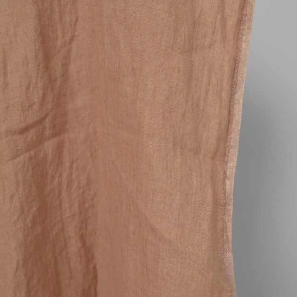 Washed linen fabric light clay colour edge