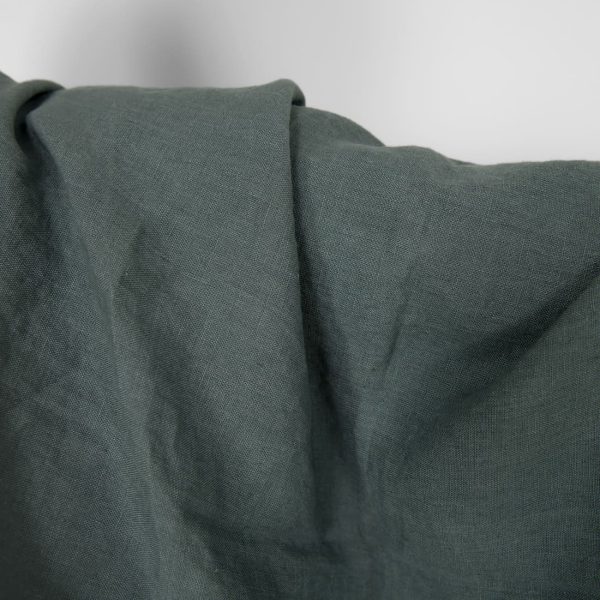 Washed linen fabric in balsam green colour, specially washed