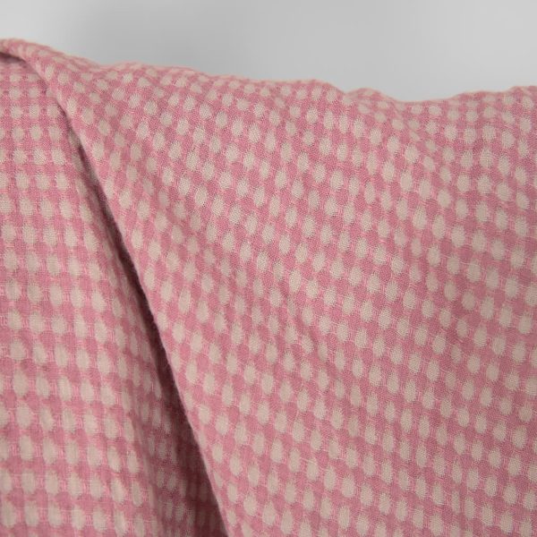 Washed linen fabric in greyish lilac pattern, 100% linen