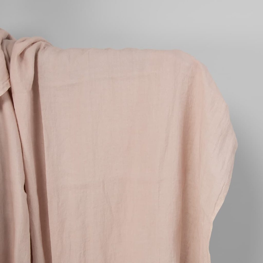 Washed linen fabric in light pink