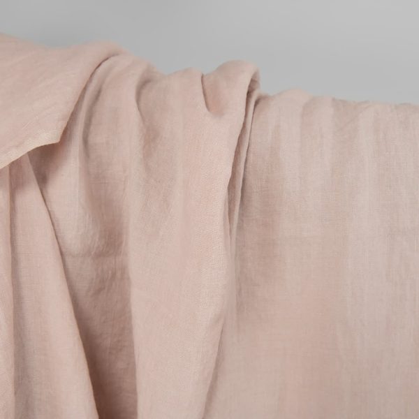 Washed linen fabric in light pink, 100% linen