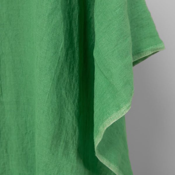 Washed linen fabric in spinach green, 100% linen