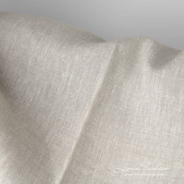 Medium-weight, plainly woven pure linen fabric in light grey