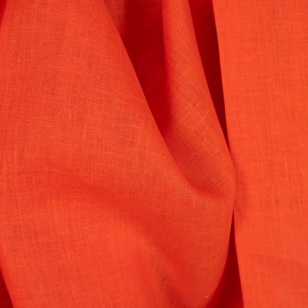 Linen fabric solid orange texture