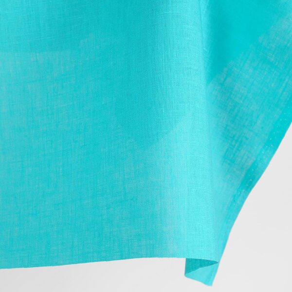 Linen fabric in cyan, plain weave