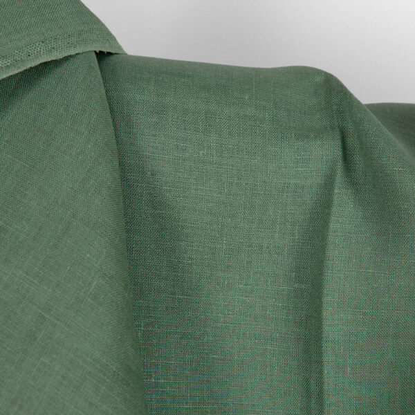 Linen fabric in sea spray colour close up detail