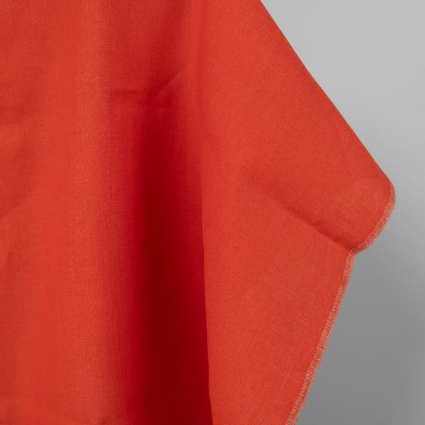 Linen fabric in flame red, 150cm
