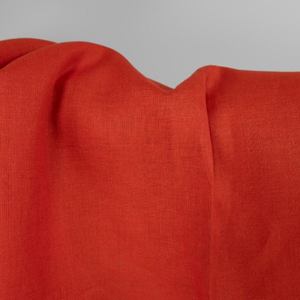 Linen fabric in flame red, 100% linen
