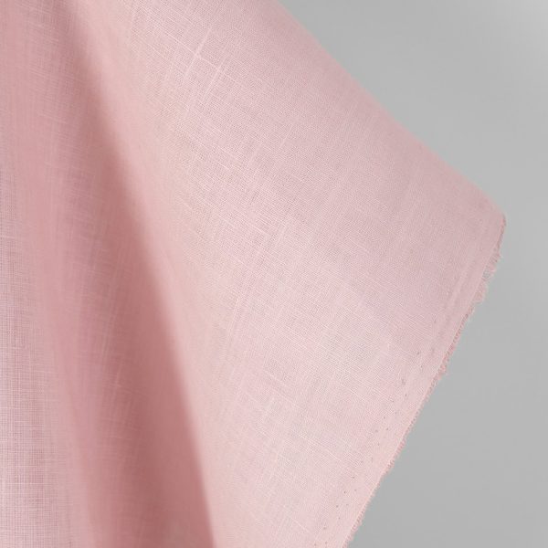 Linen fabric plain pastel pink, pure linen