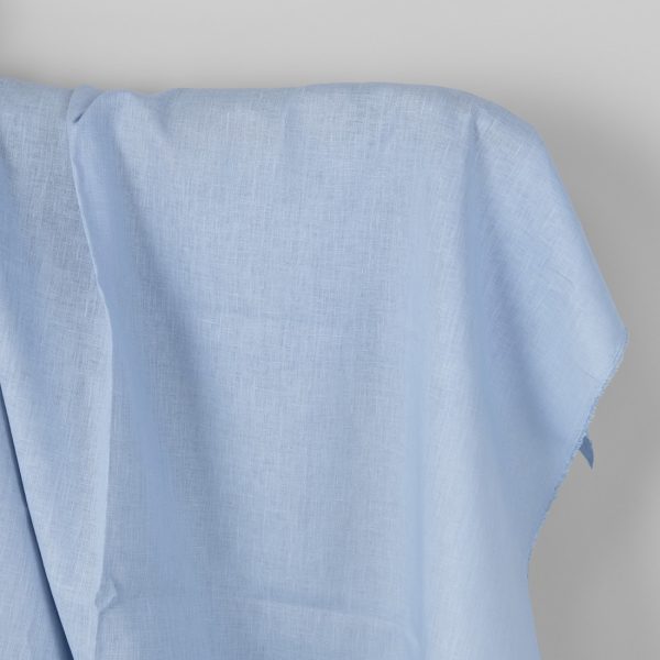 Linen fabric plain pale light blue