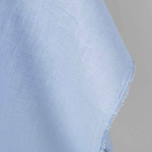 Linen fabric plain pale light blue, pure linen