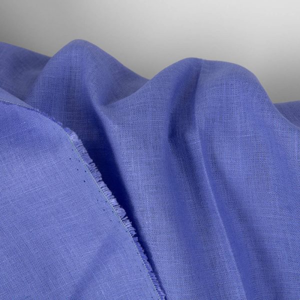 Linen fabric plain deep periwinkle, pure linen