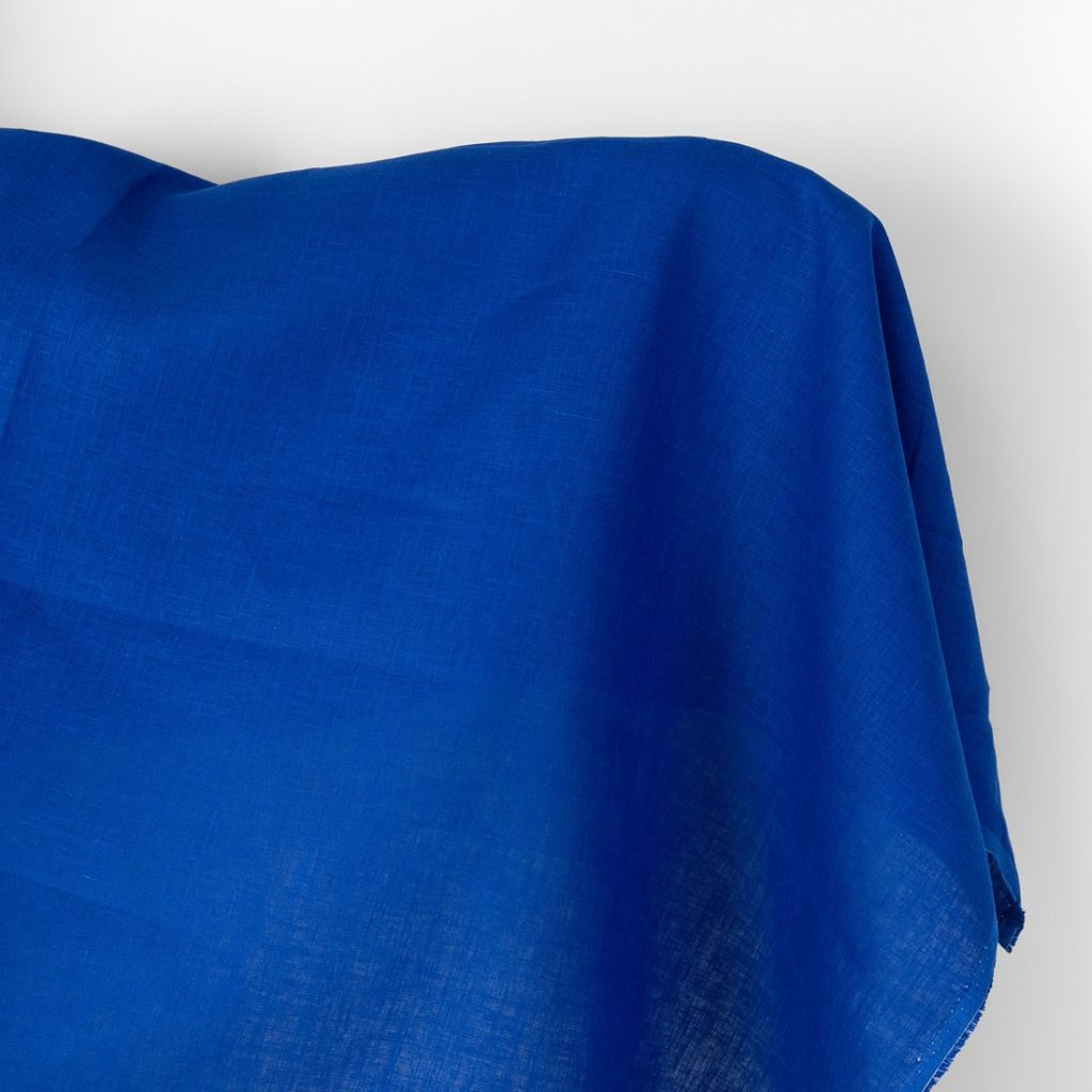 Linen fabric plain vibrant royal blue