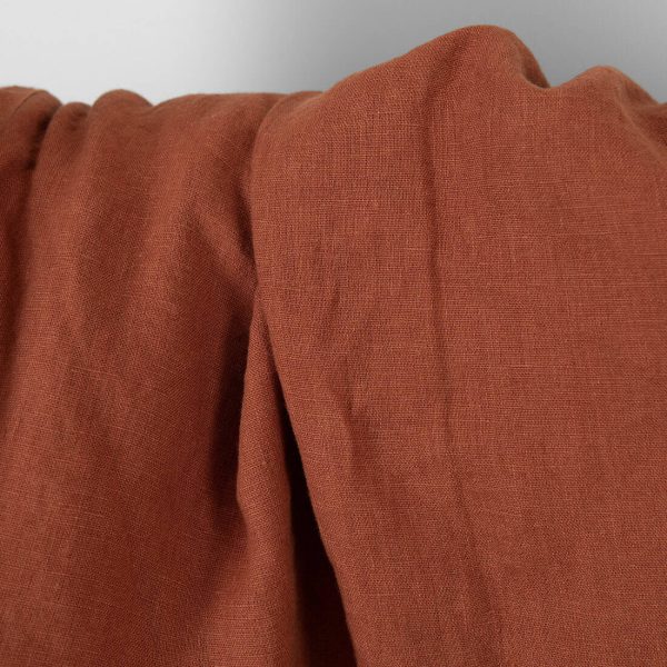 Linen fabric warm brown colour washed, pure linen