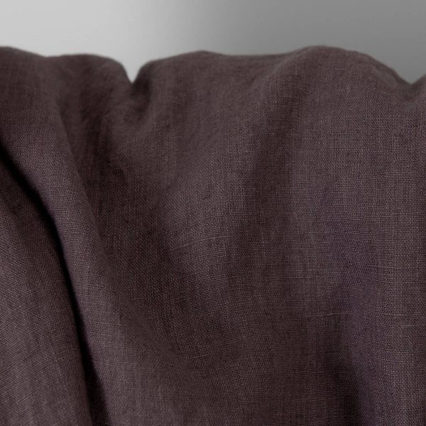 Linen fabric muted brown washed, pure linen