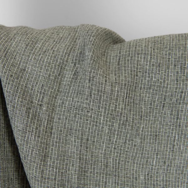 Washed linen fabric green-black small pattern, dobby