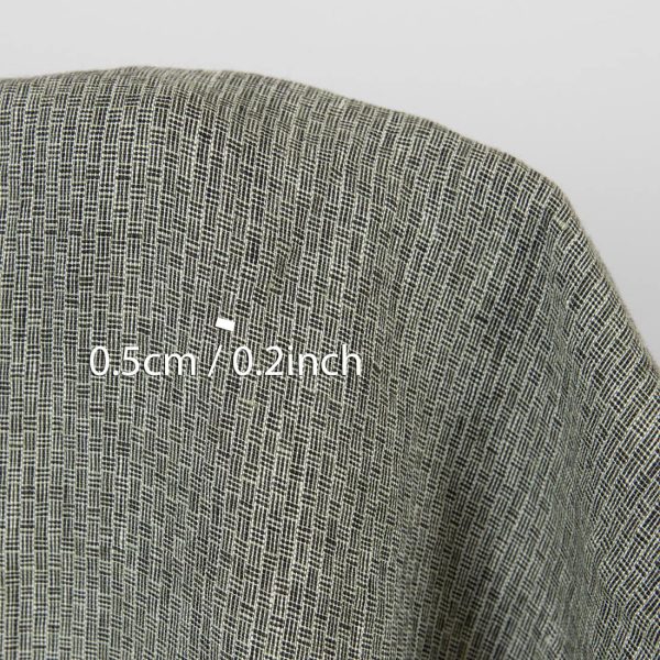 Washed linen fabric green-black small pattern, with measurements